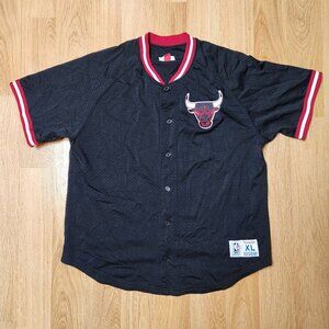 2017 Chicago Bulls Mitchell & Ness baseball jersey men sz XL black NBA